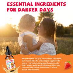 Strawberry flavored D3 K2 drops label close-up