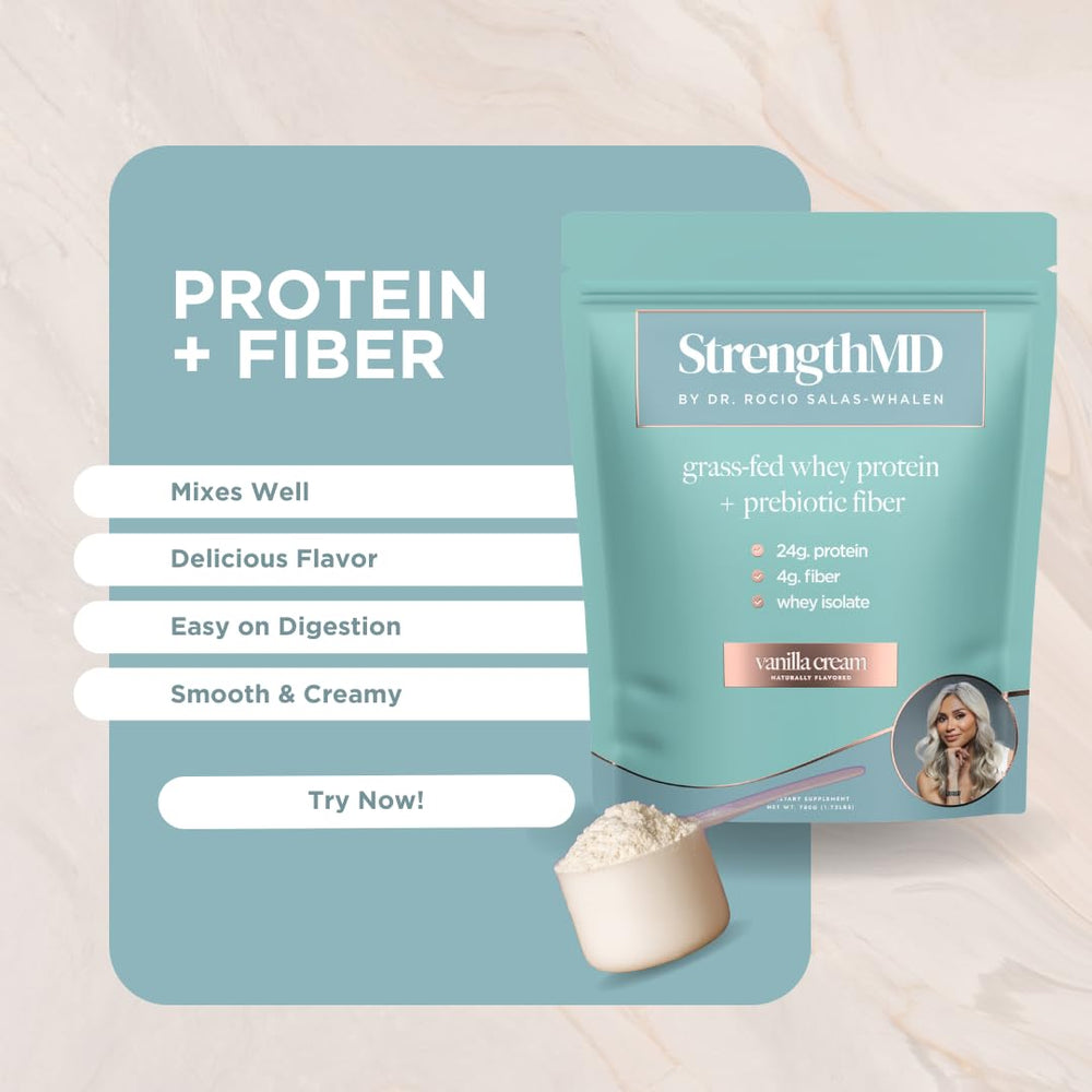 StrengthMD whey powder serving scoop tub highlights convenient serving for post-workout fueling.