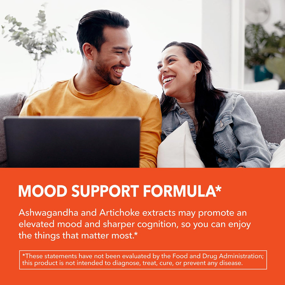 Capsules representing stress, mood, and energy support benefits