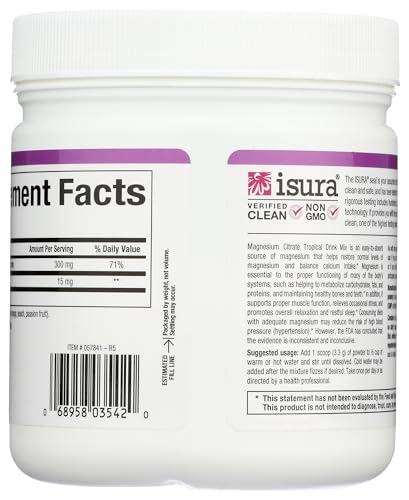 Scoop of Magnesium Citrate Drink Mix with label showing 8.8 oz