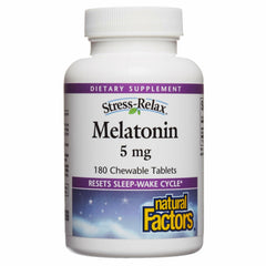Front view of Stress-Relax Melatonin bottle with peppermint flavor