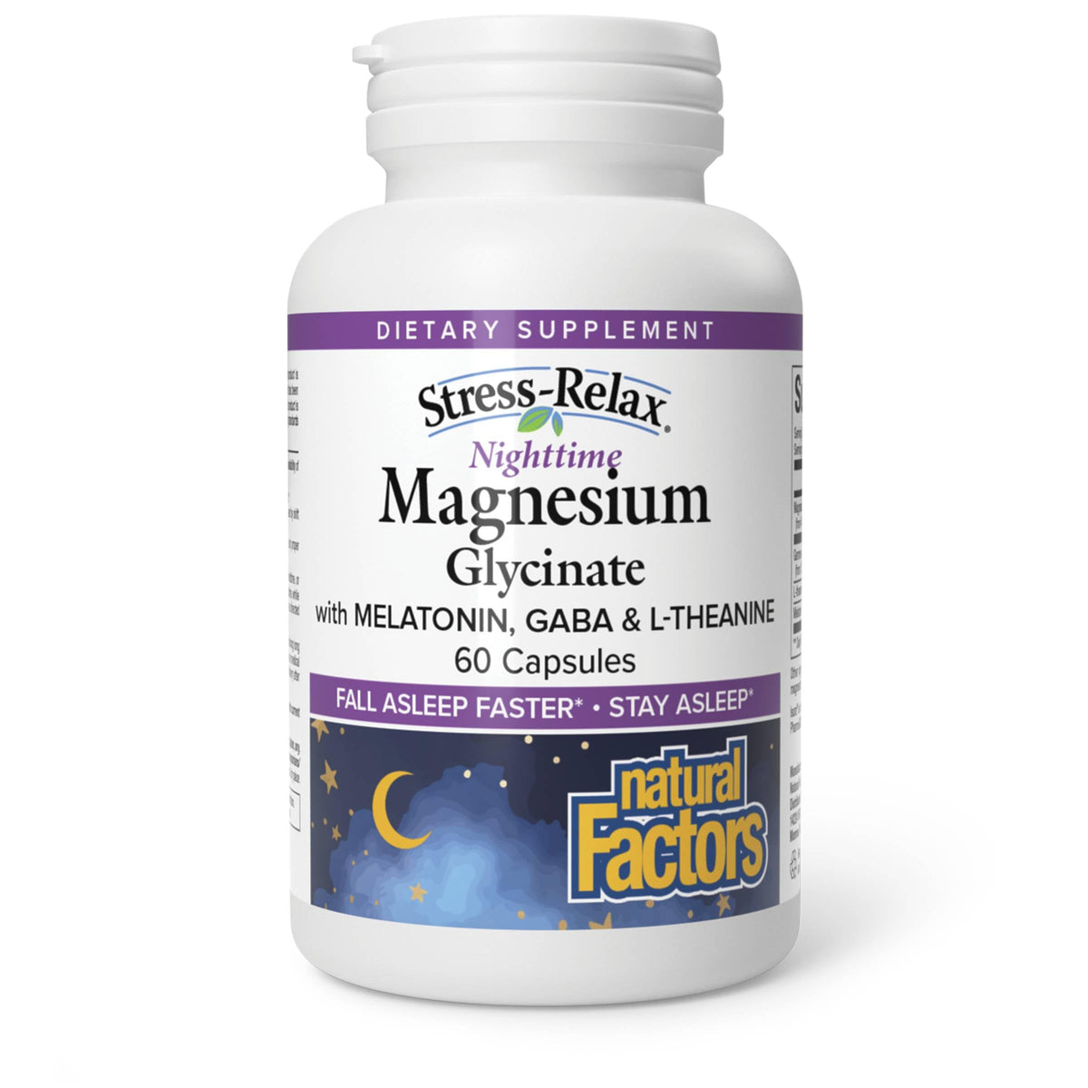 Stress-Relax Nighttime Magnesium Glycinate bottle - 60 capsules (image 1)