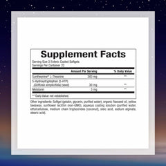Close-up of Suntheanine L-Theanine, 5-HTP and melatonin ingredients