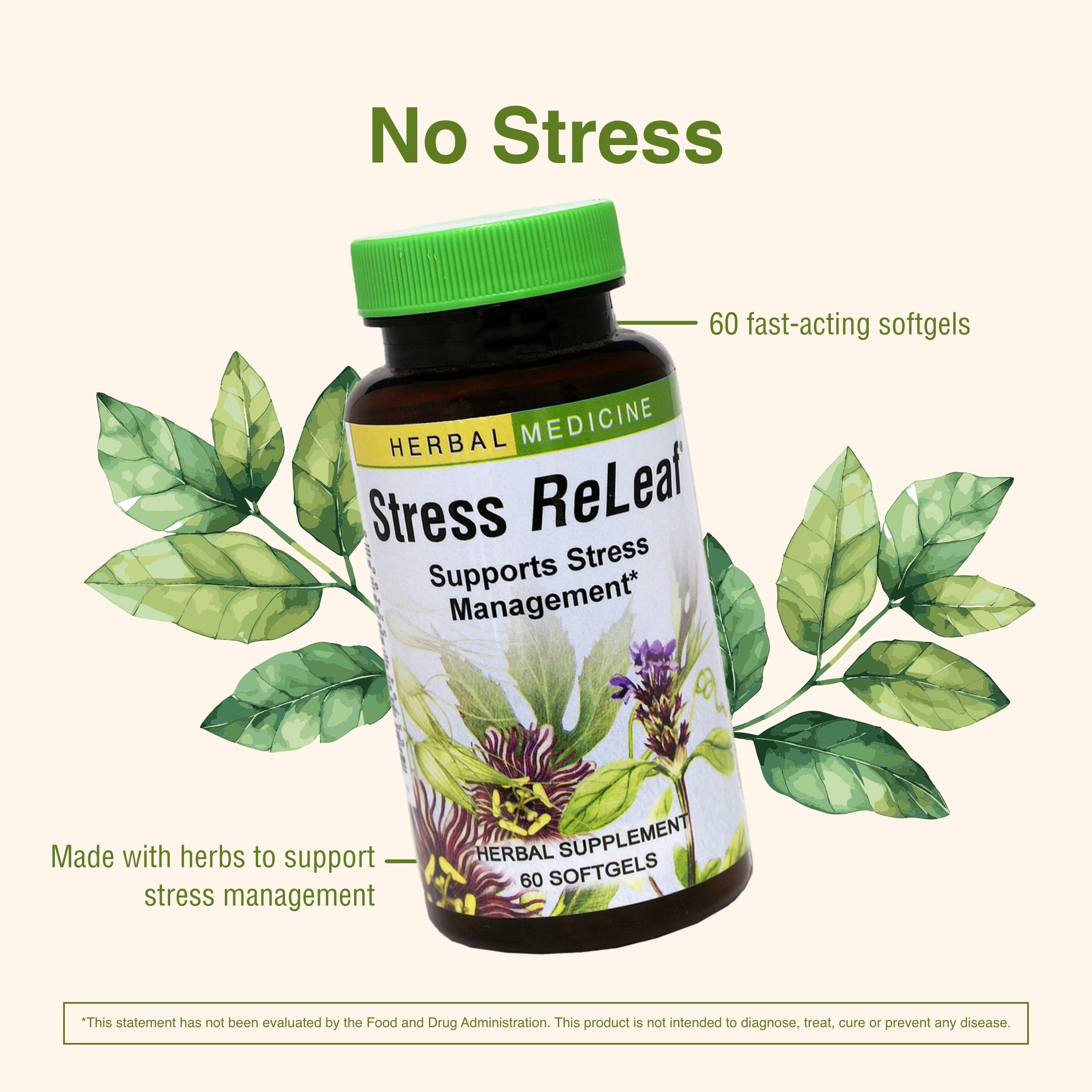 Stress ReLeaf softgels poured into a spoon