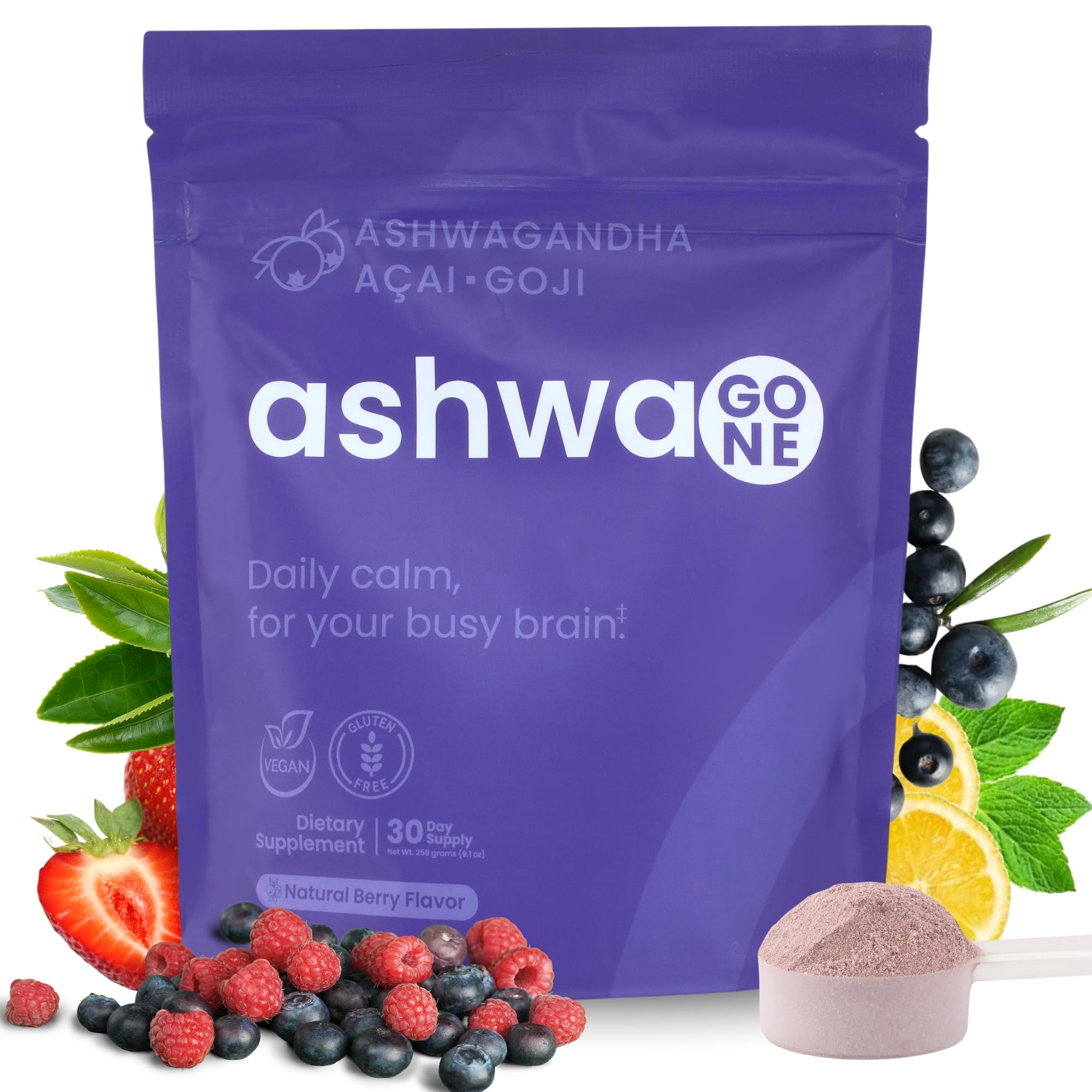 Bottle labeled Stress Relief & Mood Support with Ashwagandha KSM-66