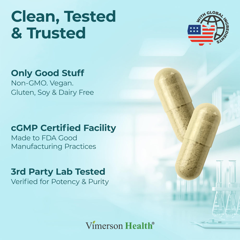 60-capsule vegan, non-GMO stress relief supplement bottle