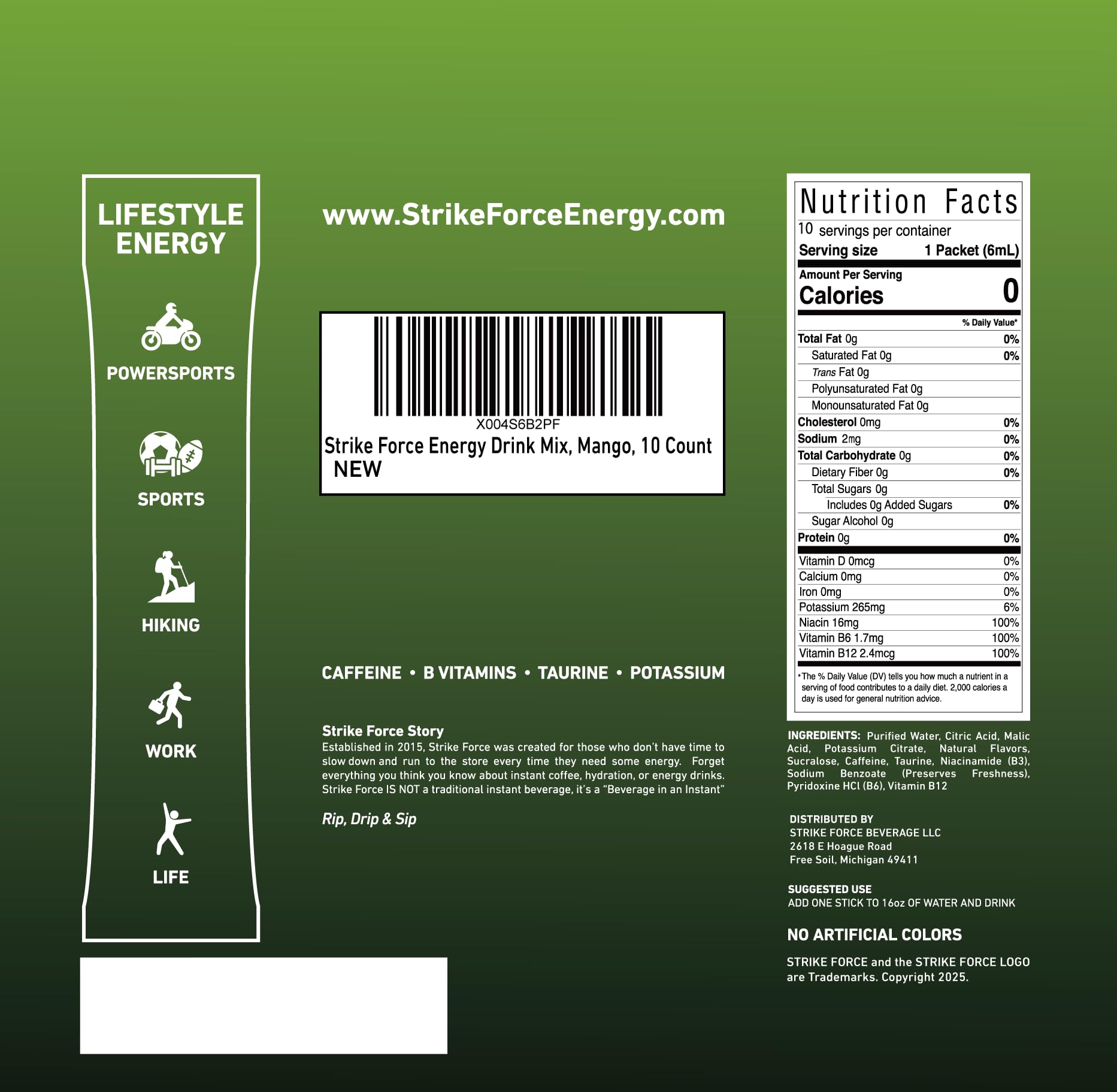 Mango flavored energy drink created with Strike Force in a 16.9 oz bottle