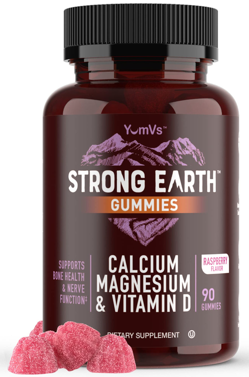 Strong Earth Calcium Magnesium Vitamin D3 Gummies bottle label