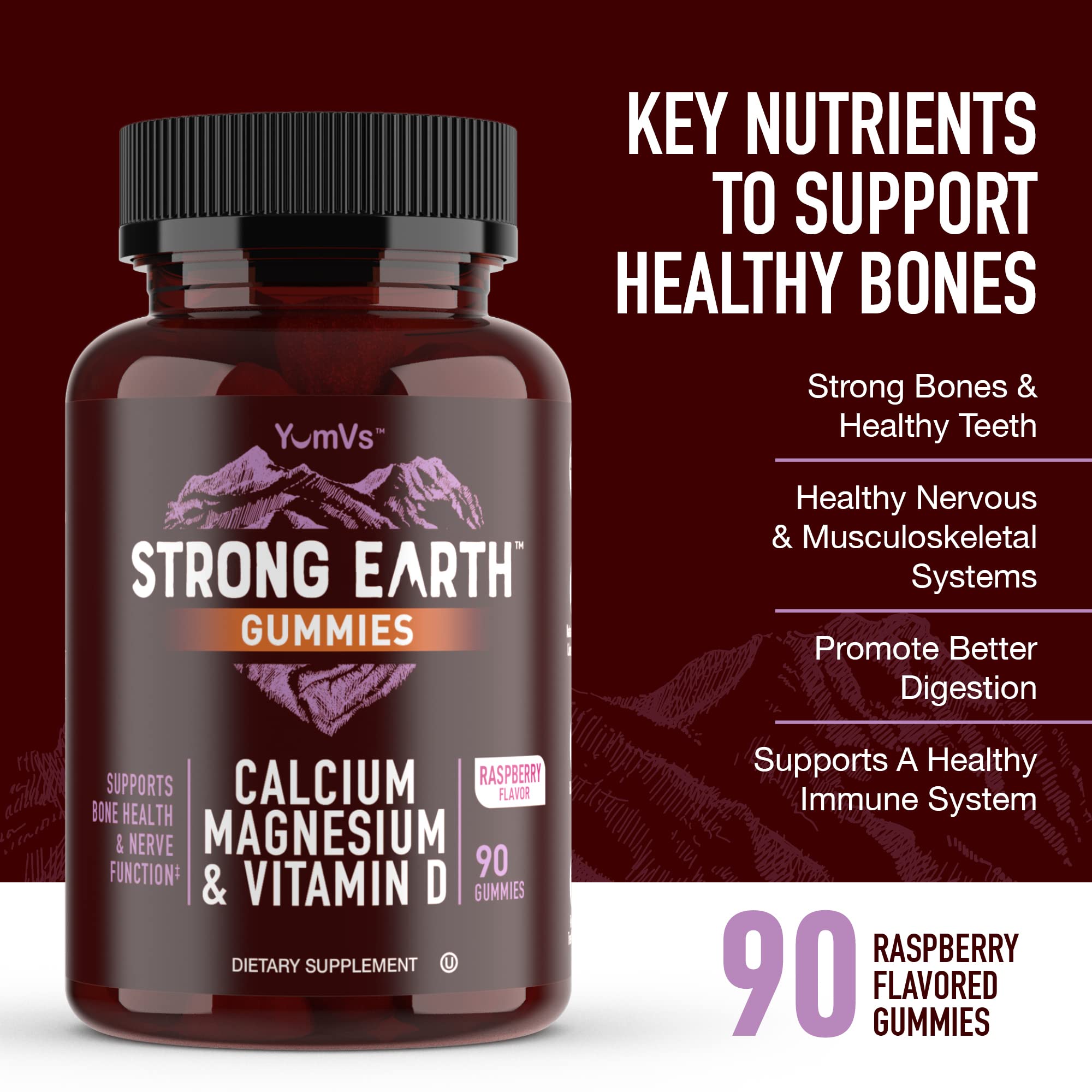 Nutrition facts panel for Strong Earth Gummies