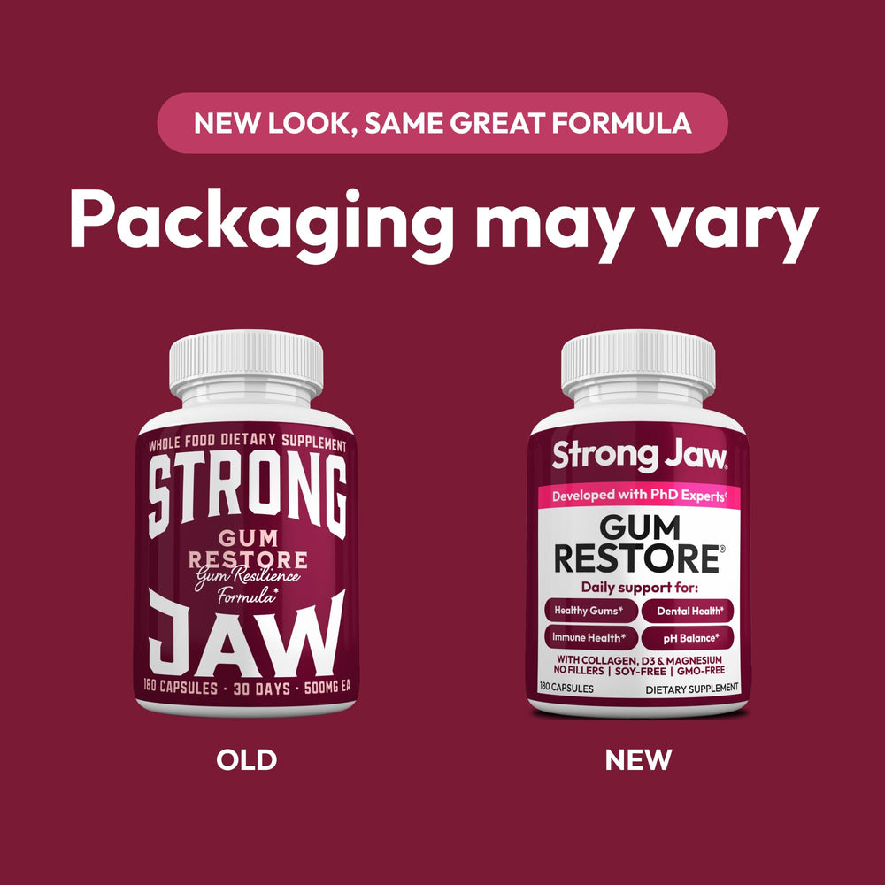 Close-up of gum health supplement capsules