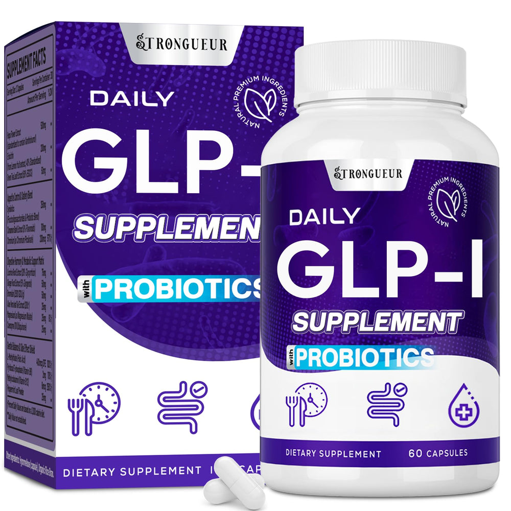 Strongueur GLP-l bottle on a shelf for everyday digestive support and routines