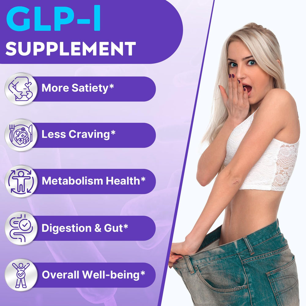 Strongueur GLP-l label close-up highlights natural ingredients and probiotic blend