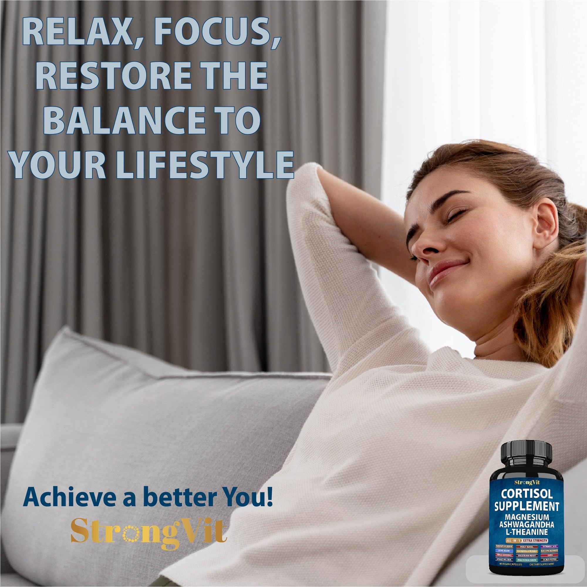 Capsules of StrongVit cortisol supplement with herbal ingredients