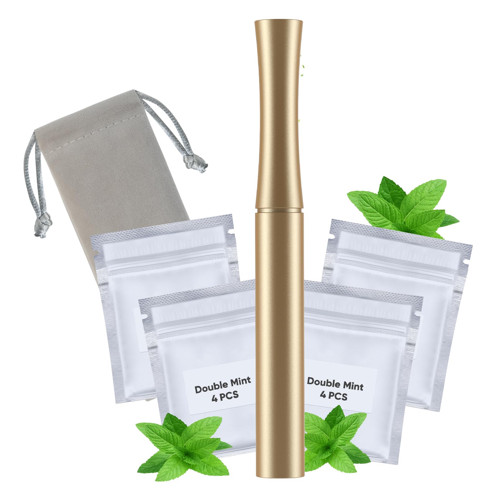 Front view of stylish gold air flavor device with aluminum shell