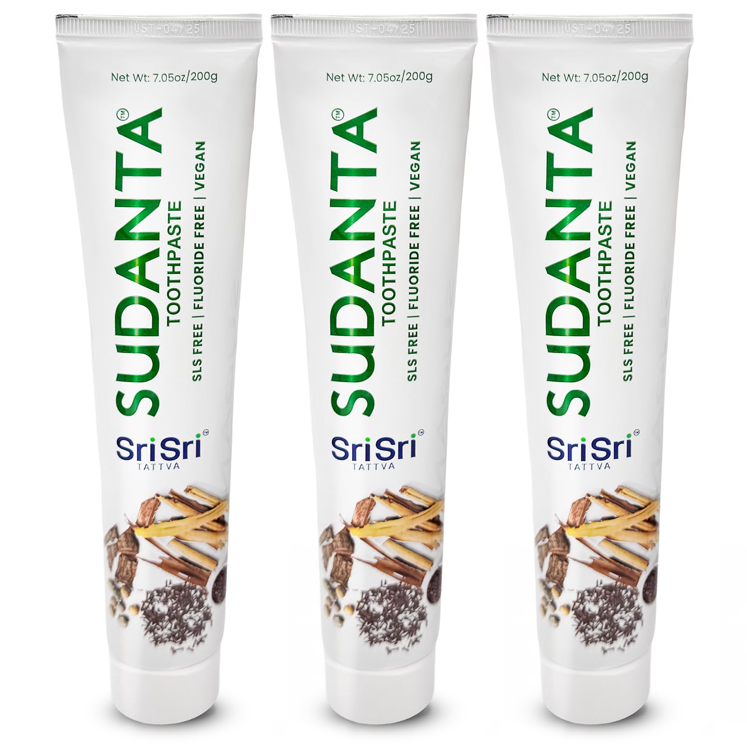 Sudanta 3-pack toothpaste boxes - front view