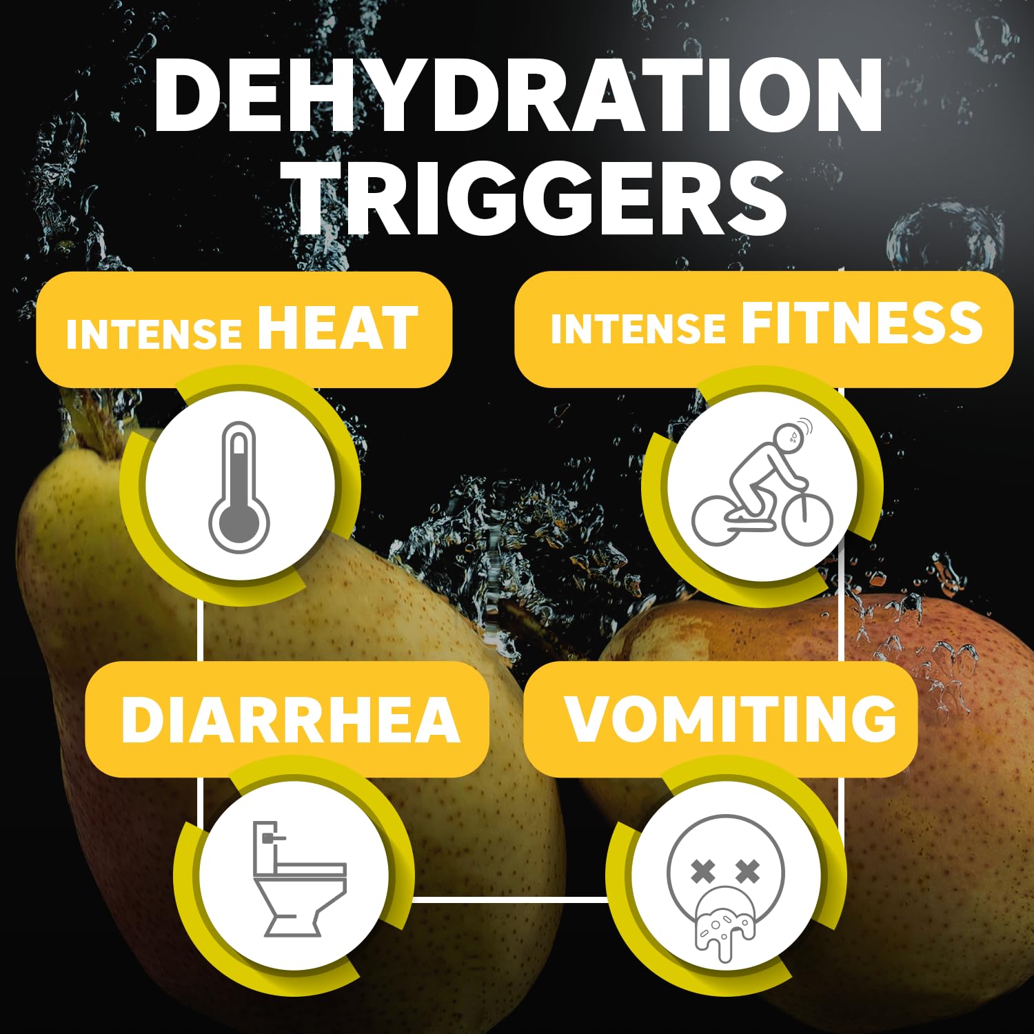 Close-up of mango-flavored Suero Oral Electrolyte Solution bottle