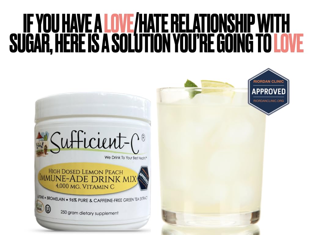 Prepared Lemon Peach Immune-Ade drink being poured into a glass