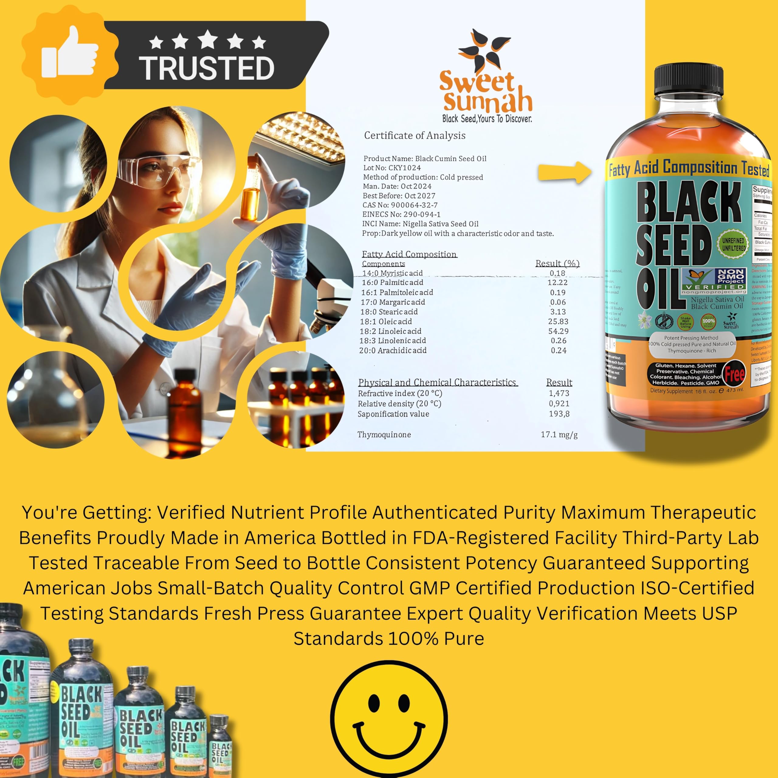 Sugar-free 16oz black seed oil packaging and label