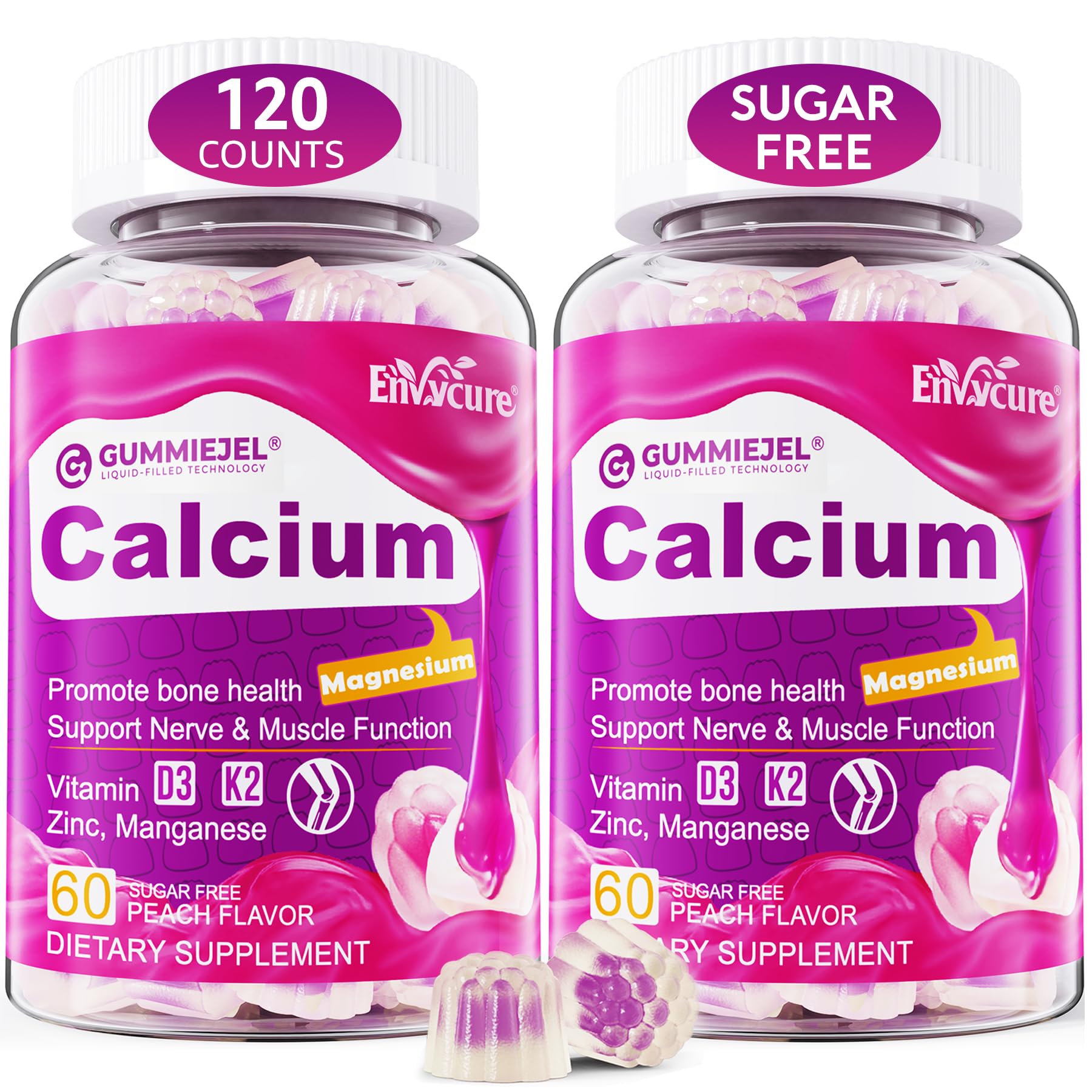Sugar-free calcium citrate gummies bottle with 120 count label