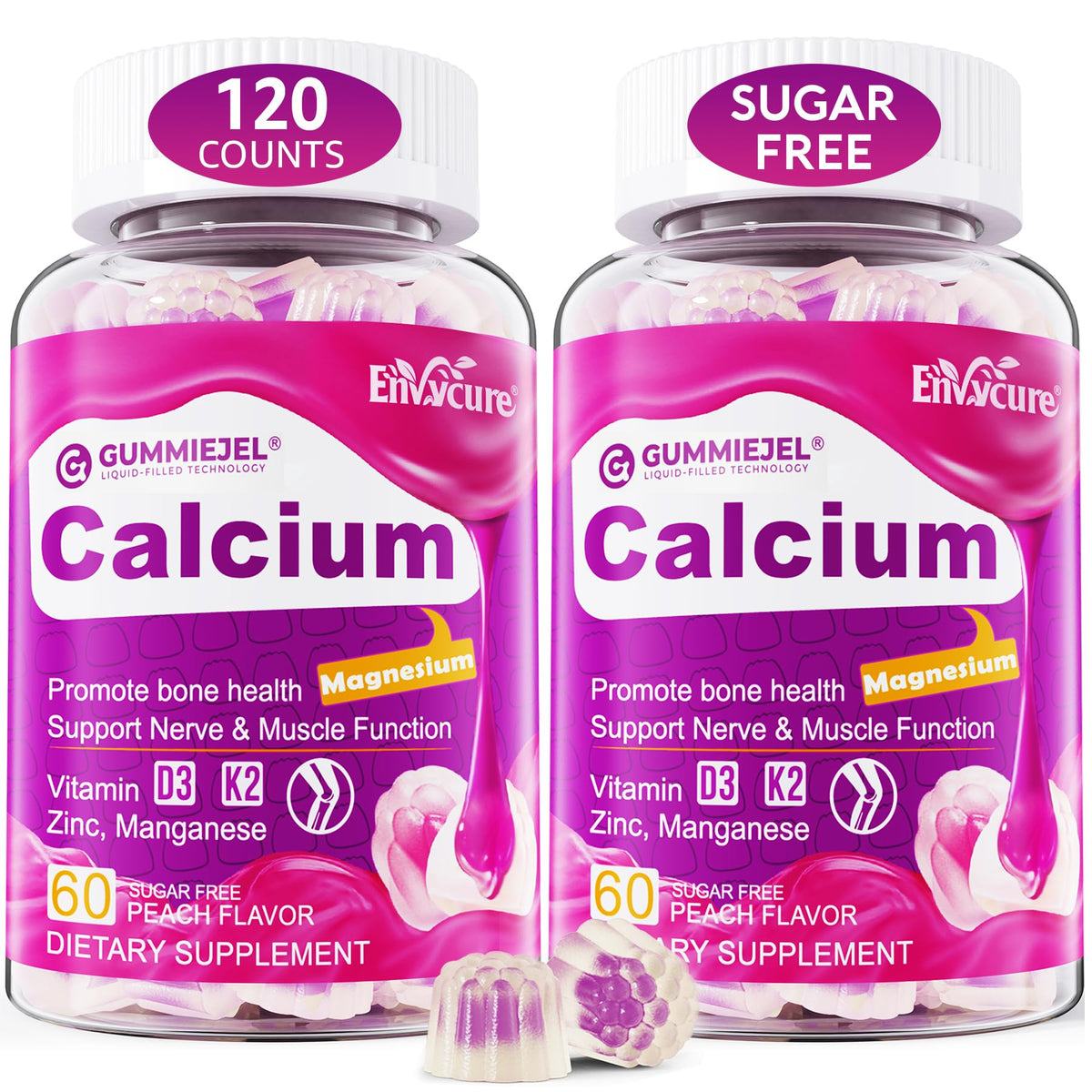 Sugar-free calcium citrate gummies bottle with 120 count label