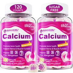 Sugar-free calcium citrate gummies bottle with 120 count label