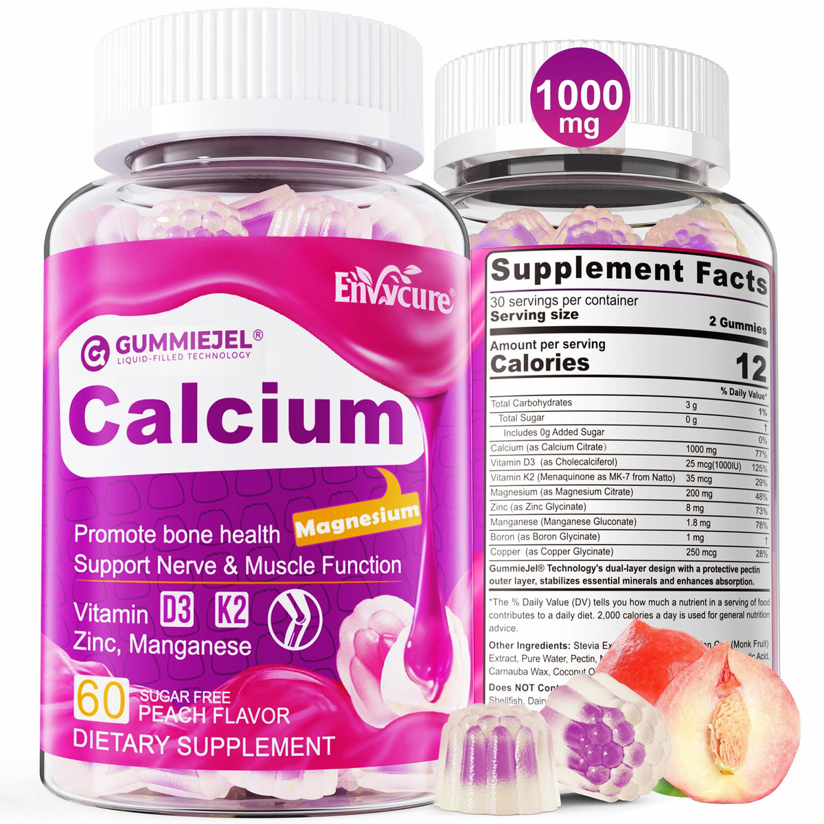 Packaging for Sugar Free Calcium Citrate Gummies, 60 count