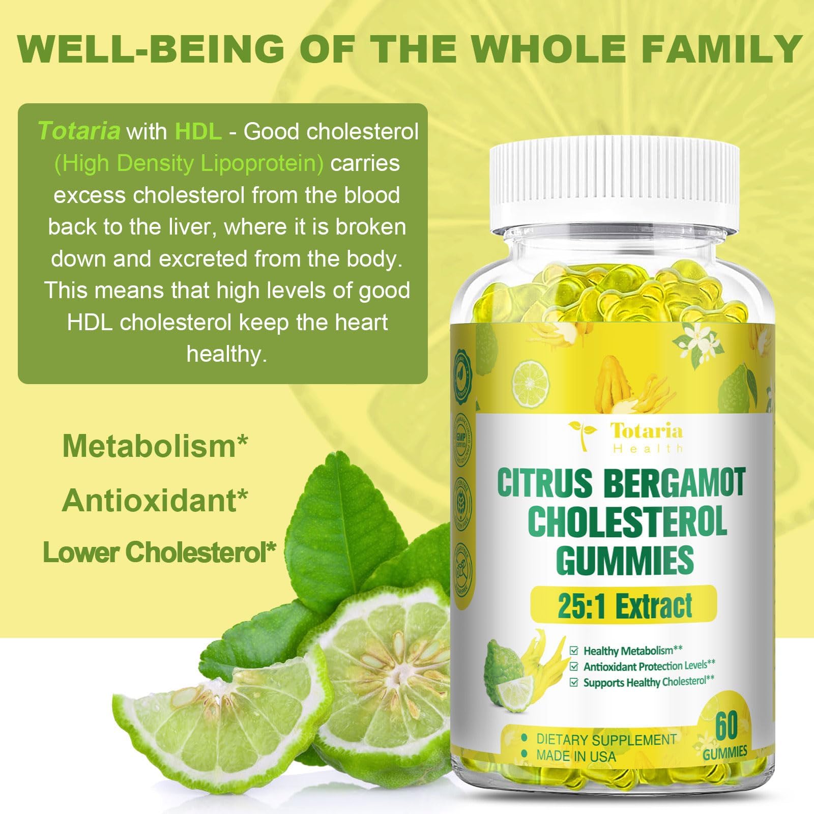 Close-up of orange citrus Bergamot gummies