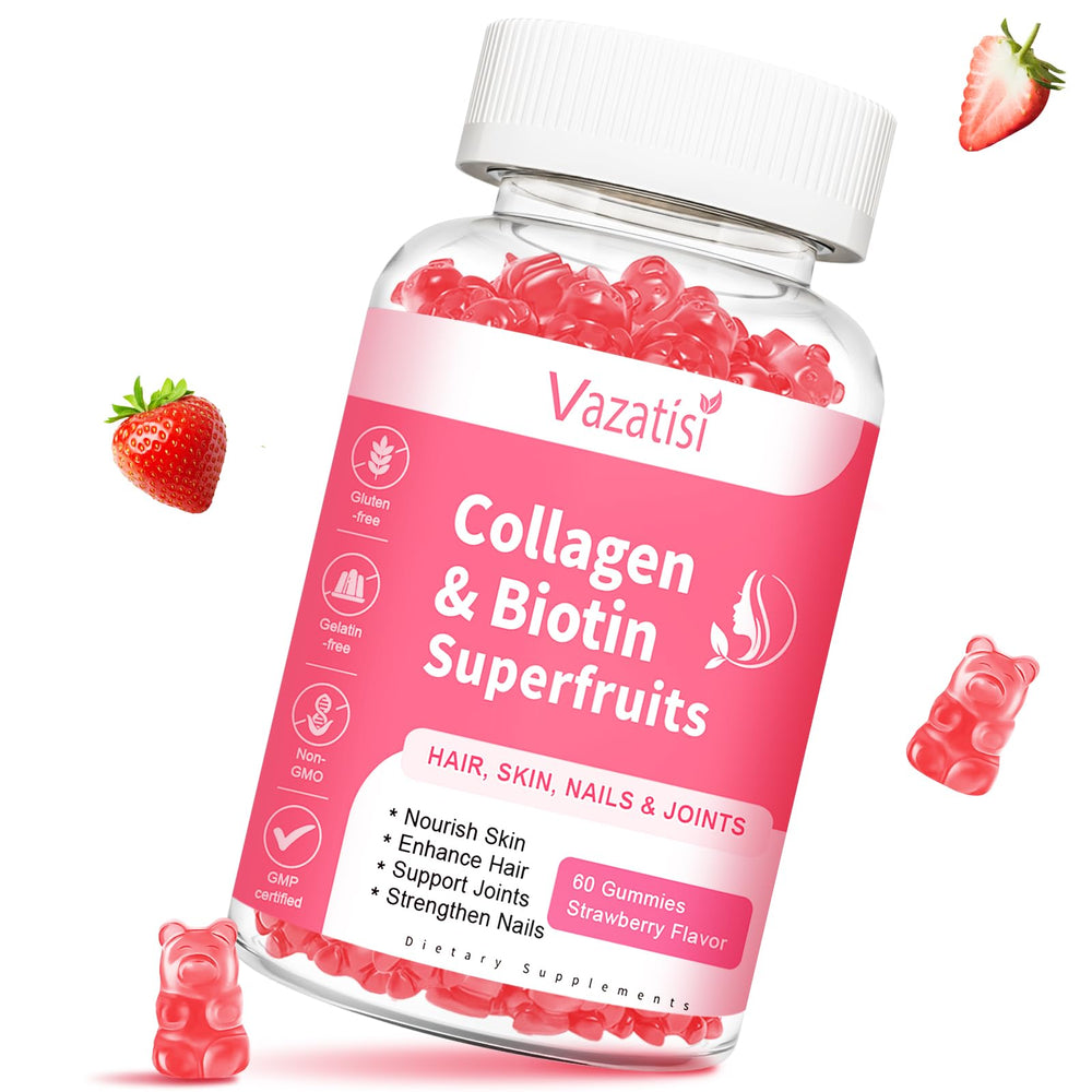 Sugar-free strawberry collagen gummies bottle front