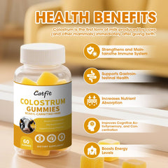 Close-up of orange-flavored colostrum gummy