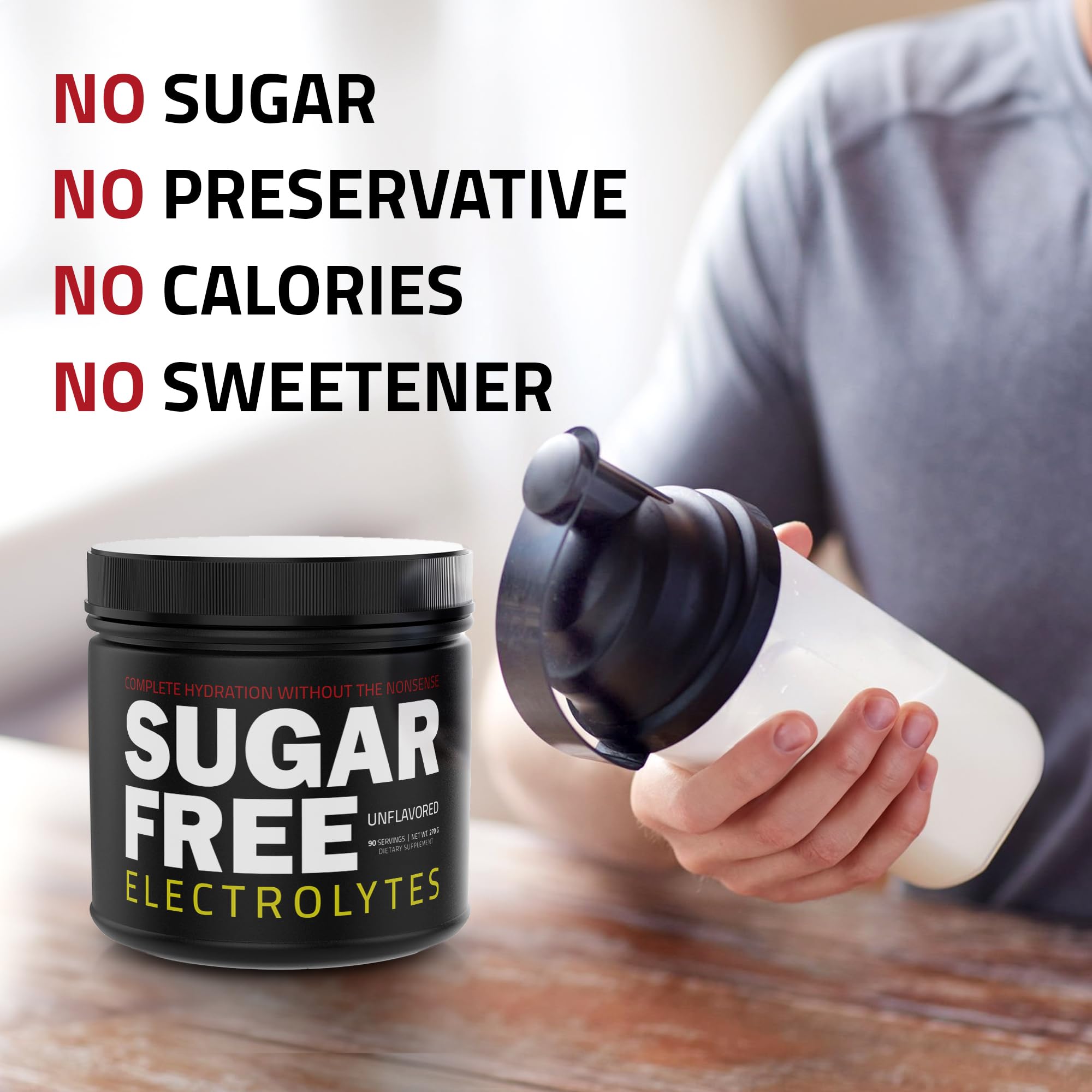 Sugar Free Electrolytes keto-friendly powder tub promotes diet-friendly hydration