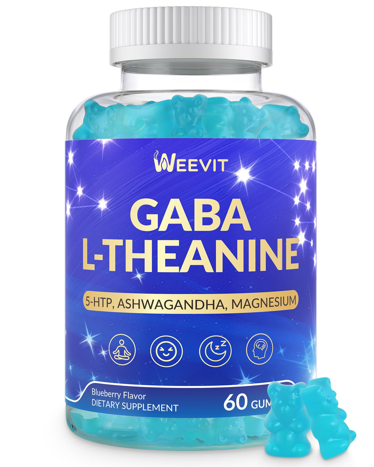 Bottle of Sugar-Free L-Theanine Gummies with GABA and 5-HTP