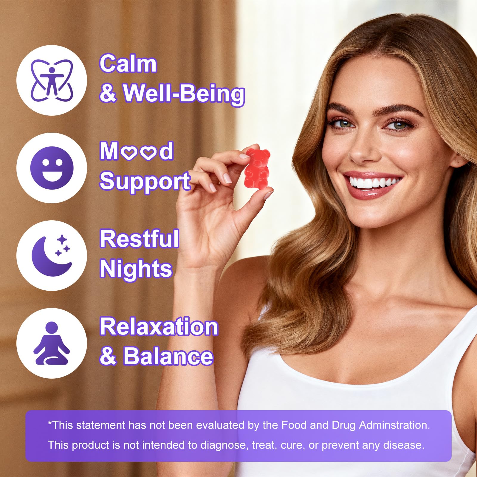 GMP-certified packaging of Sugar Free L-Theanine Gummies