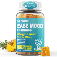 Sugar-free magnesium glycinate gummies bottle with Ashwagandha and saffron