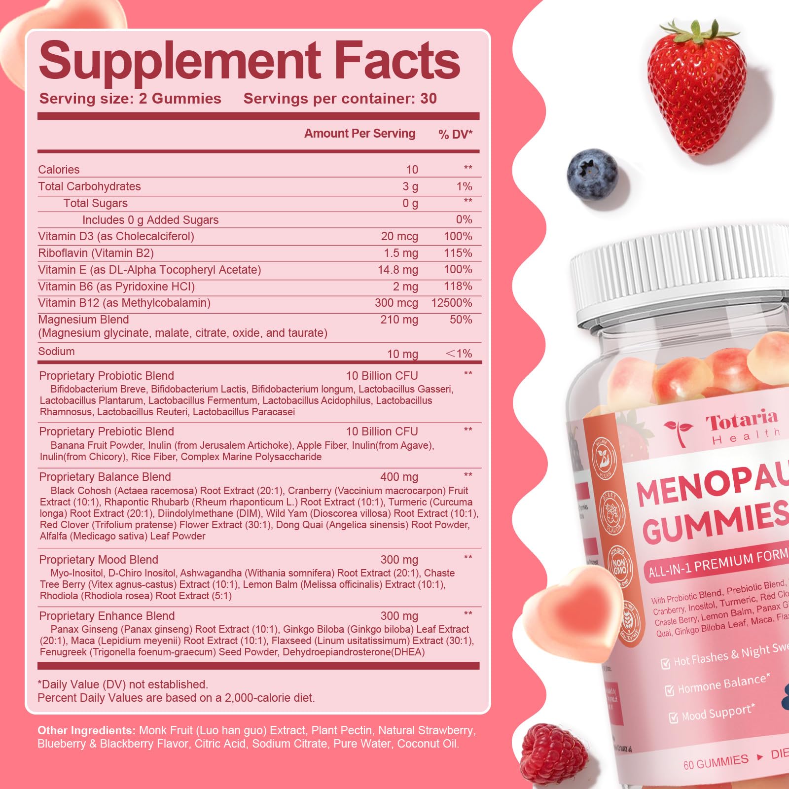 Box and bottle packaging of Sugar Free Menopause Gummies