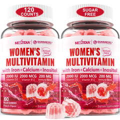 Two-pack vegan sugar-free methylated multivitamin gummies for women