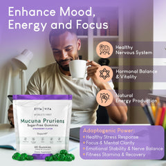Sugar-free Mucuna Pruriens gummies with natural strawberry flavor