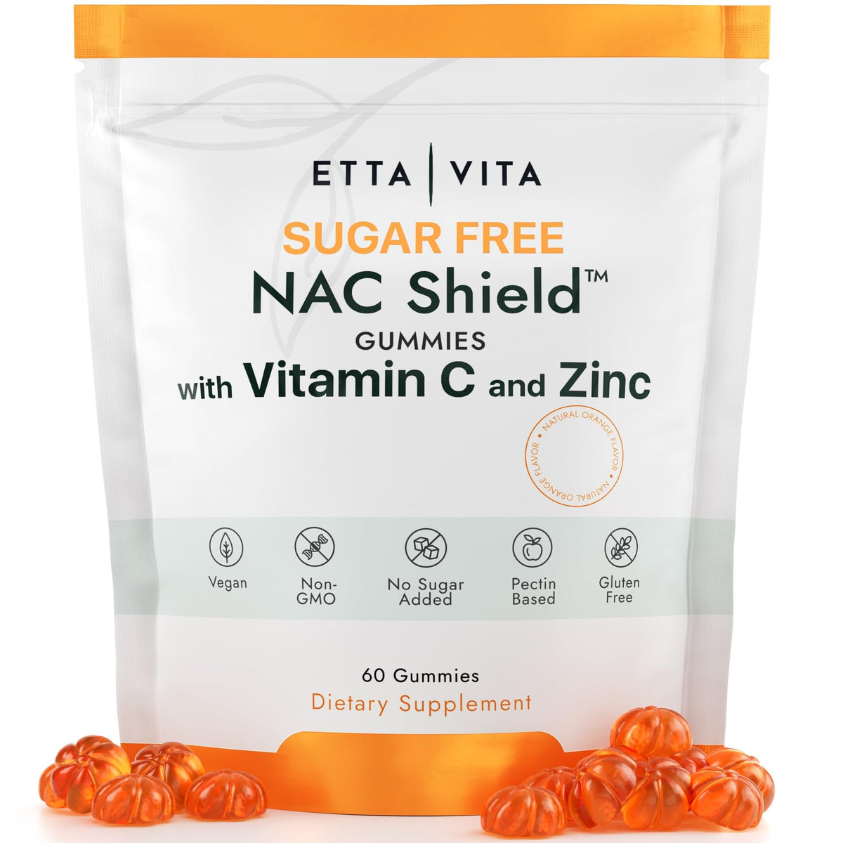 Sugar-Free NAC Gummies with Vitamin C and Zinc packaging label