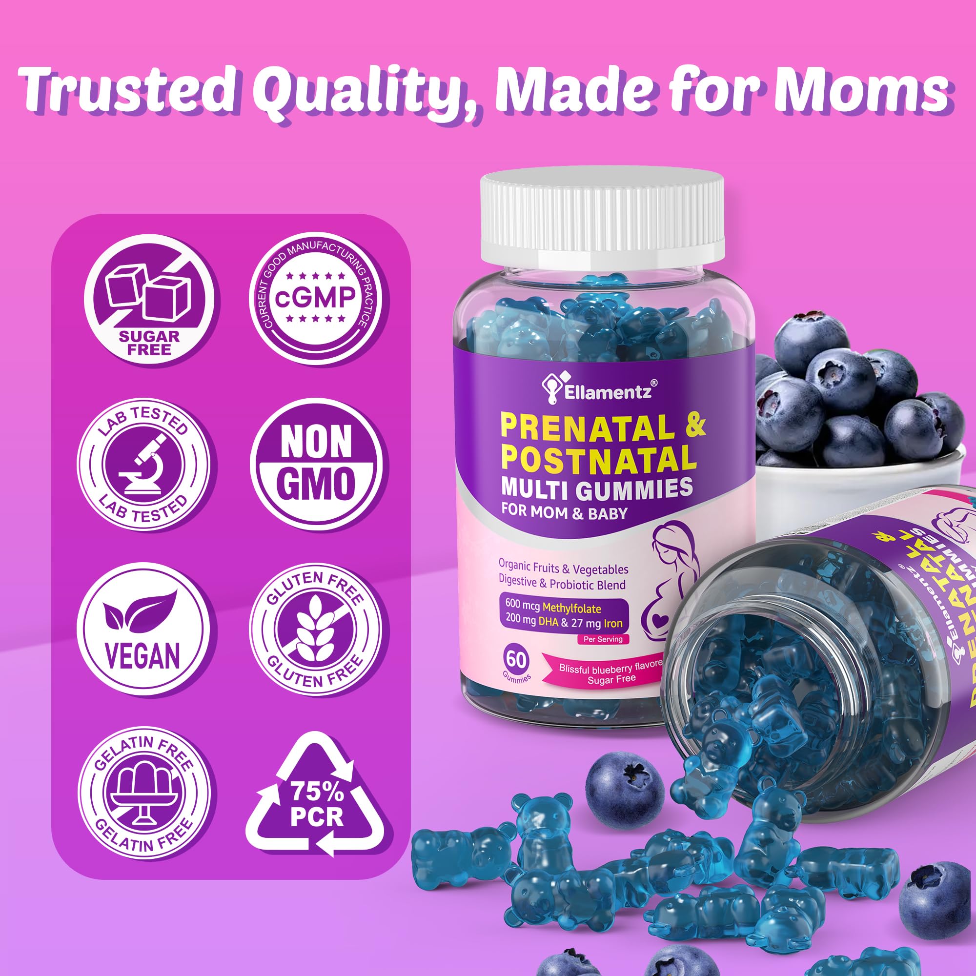 Sugar-free multivitamin gummies for pregnant women