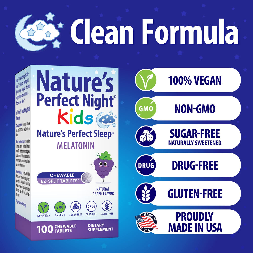 Sugar-free vegan gluten-free melatonin for children