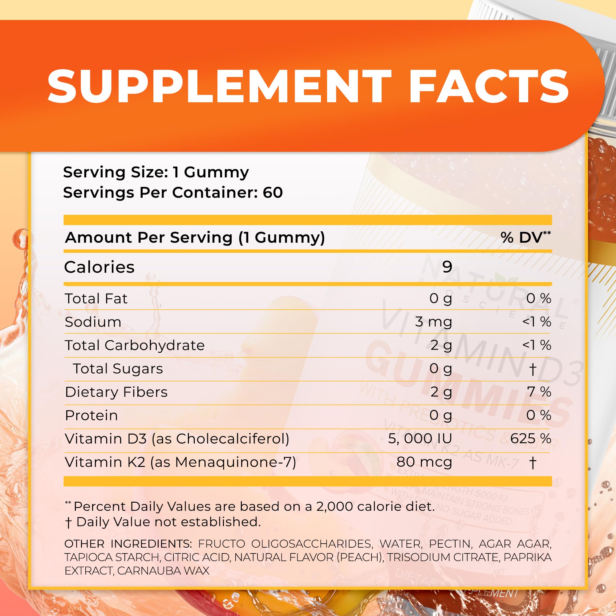 Vegetarian-friendly Vitamin D3 K2 Gummies packaging