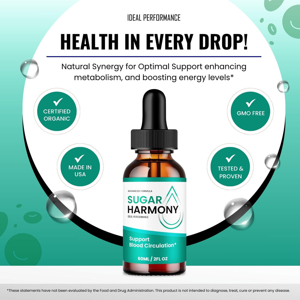 Sugar Harmony Drops with a glass of water