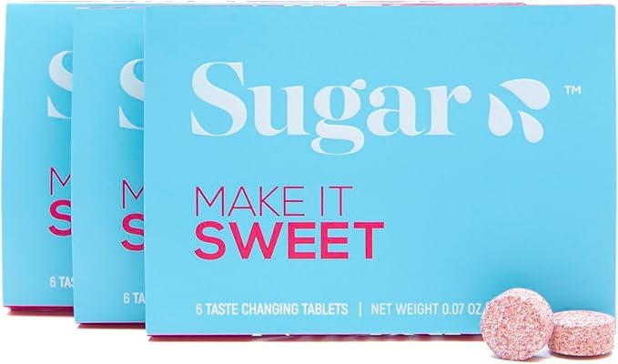 Sugar Splash taste changing tablets packaging with 6 tablets per packet