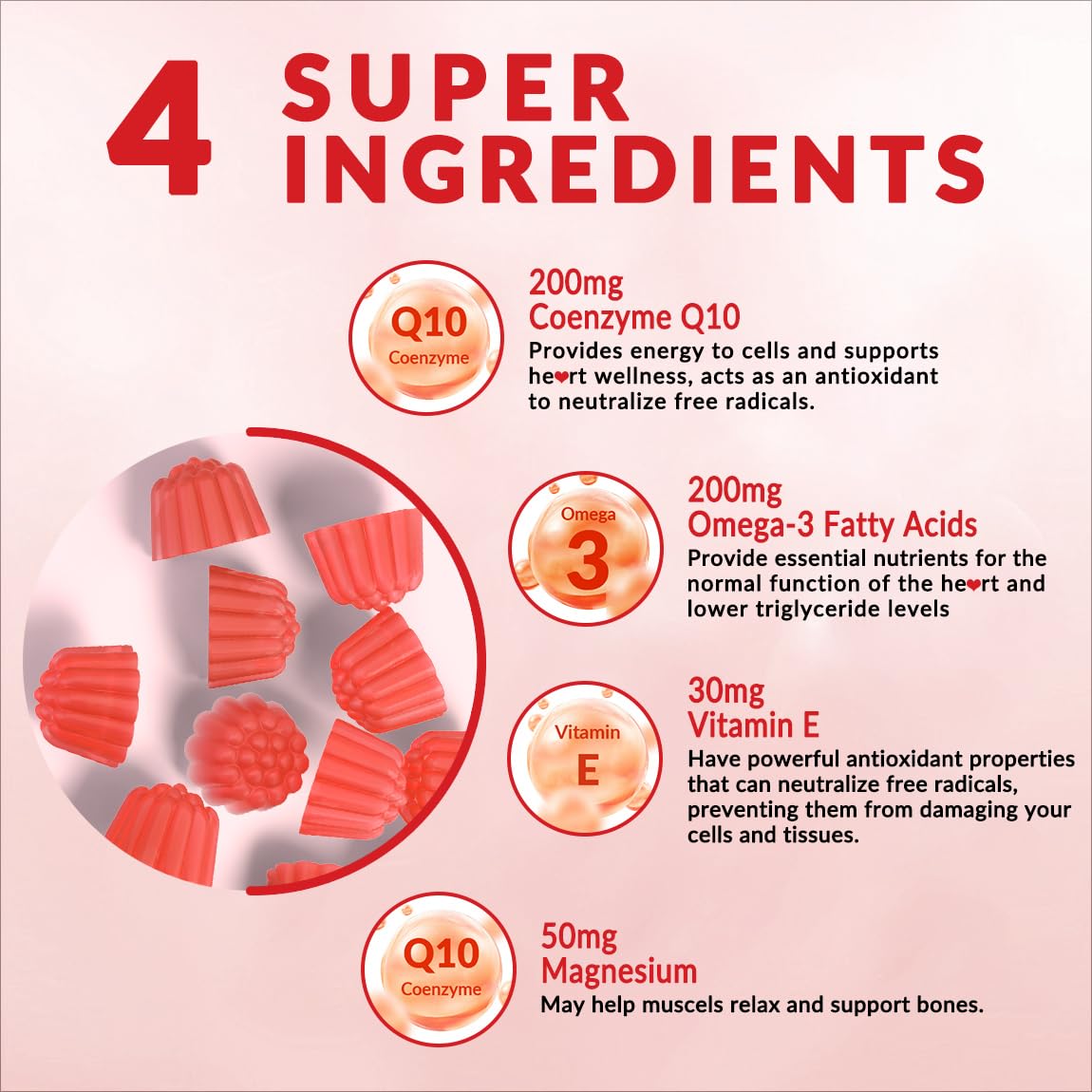 Gummies arranged on a clean white background