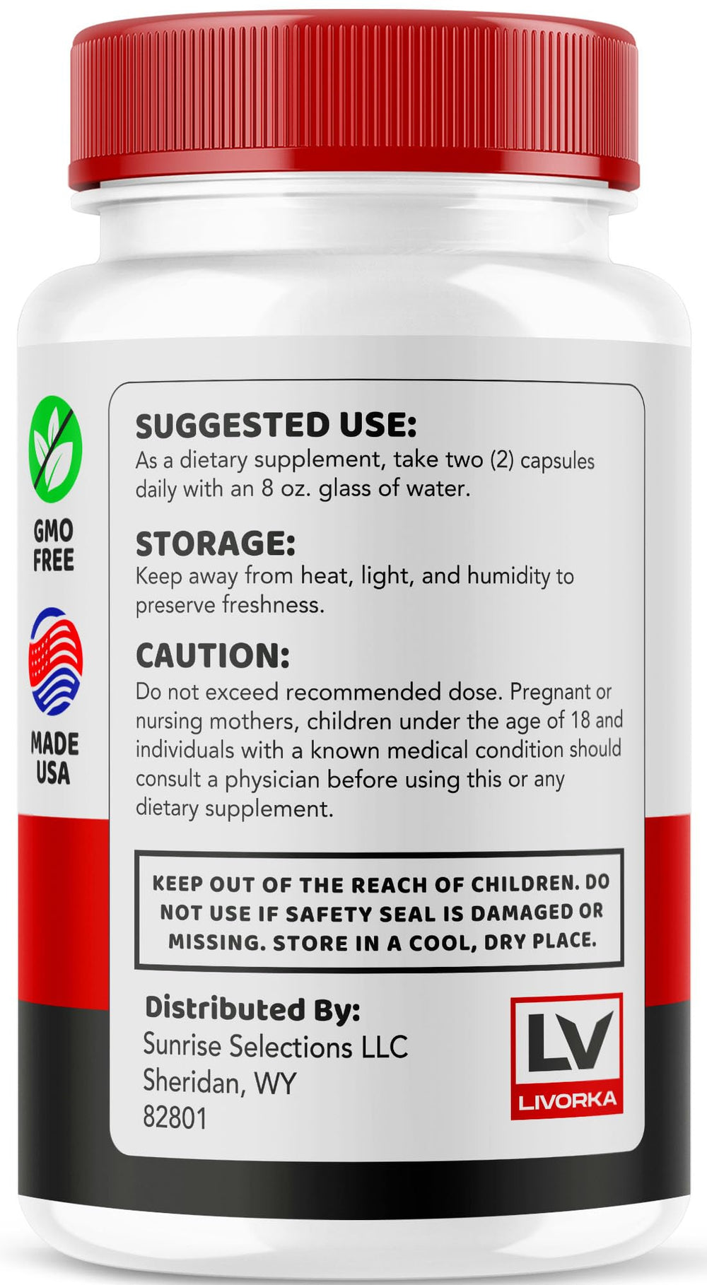 Nutrition facts label on Glyco Optimizer bottle
