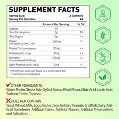 Back label with ingredients and nutrition information