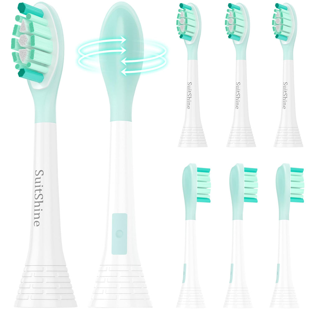 SuitShine white 8-pack replacement toothbrush heads