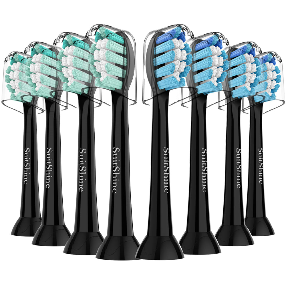 SuitShine black 8-pack replacement toothbrush heads for Philips Sonicare – image 1
