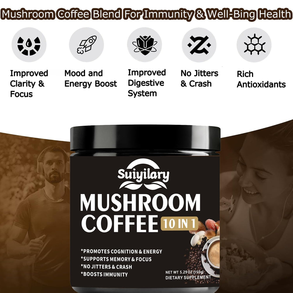 All-natural, gluten-free mushroom coffee ingredients label