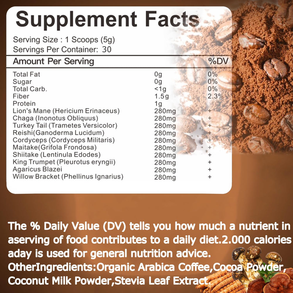 Box and jar of Suiyilary Mushroom Coffee 150g on a wooden surface