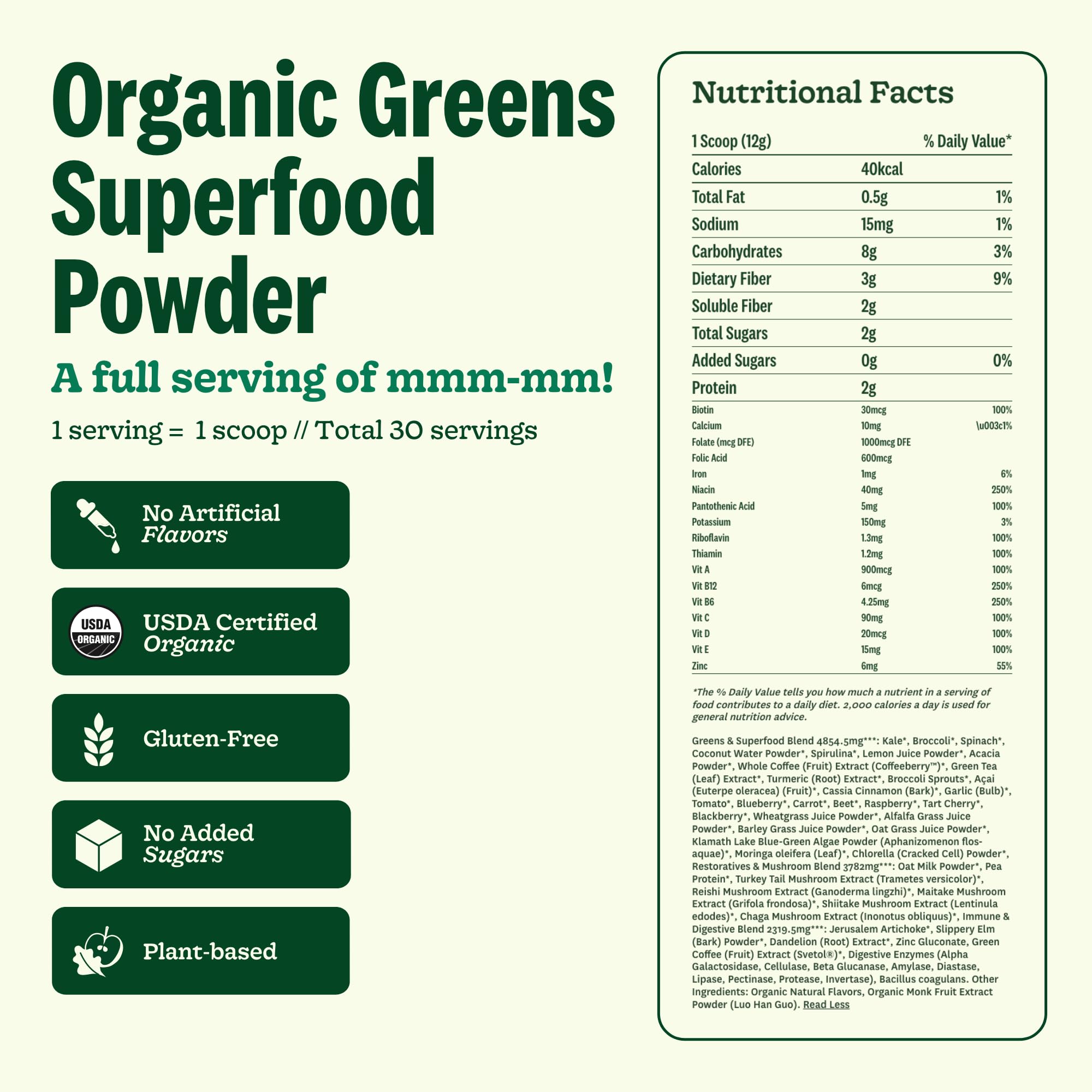 Scoop and measurement for daily use with water or smoothie